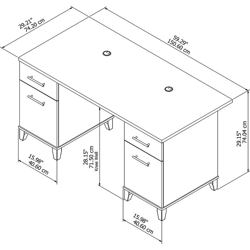 Somerset 60W Office Desk with Drawers - Engineered Wood