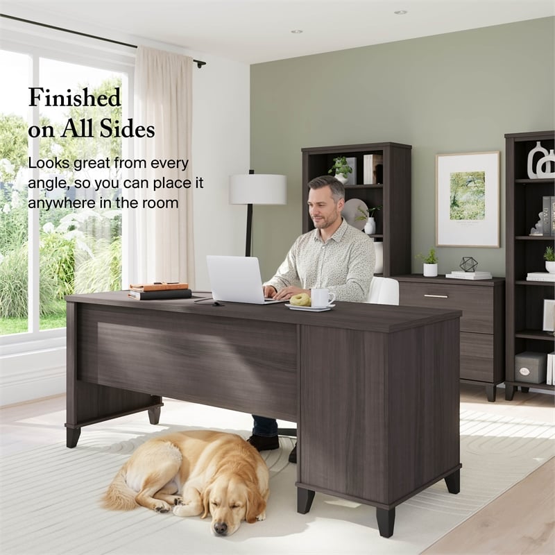 Somerset 72W Office Desk with Drawers in Storm Gray - Engineered Wood