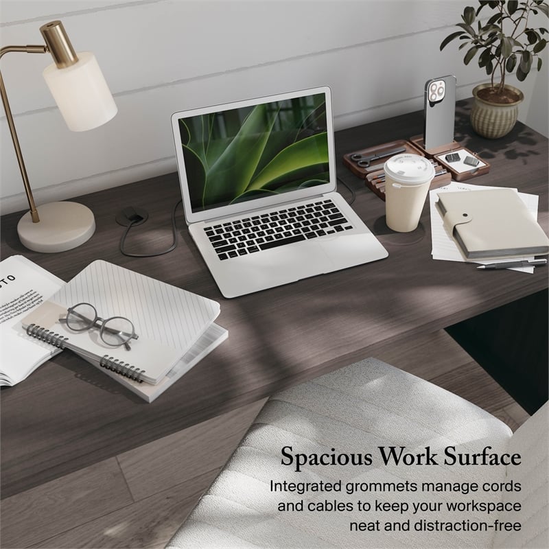 Somerset 72W Office Desk with Drawers in Storm Gray - Engineered Wood