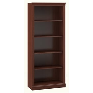 Bush Furniture Saratoga 5 Shelf Wood Bookcase in Harvest Cherry