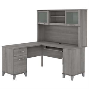 Somerset 60W L Shaped Desk with Hutch - Engineered Wood
