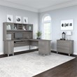 Somerset 72W L Shaped Desk with Hutch & File Cabinet in Gray - Engineered Wood