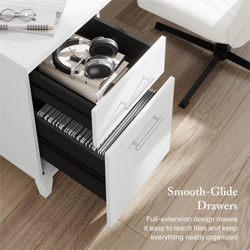 Somerset 72W 3 Position Sit to Stand L Shaped Desk in White - Engineered Wood