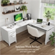 Somerset 72W 3 Position Sit to Stand L Shaped Desk in White - Engineered Wood