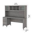 Somerset 72W Office Desk with Drawers and Hutch - Engineered Wood