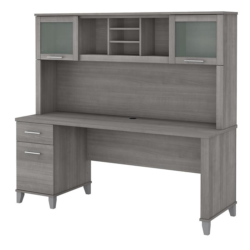 Somerset 72W Office Desk with Drawers and Hutch - Engineered Wood
