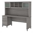 Somerset 72W Office Desk with Drawers and Hutch - Engineered Wood