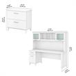 Somerset 72W Office Desk with Hutch and File Cabinet in White - Engineered Wood