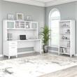 Somerset 72W Desk with Hutch and Bookcase in White - Engineered Wood