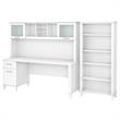 Somerset 72W Desk with Hutch and Bookcase in White - Engineered Wood