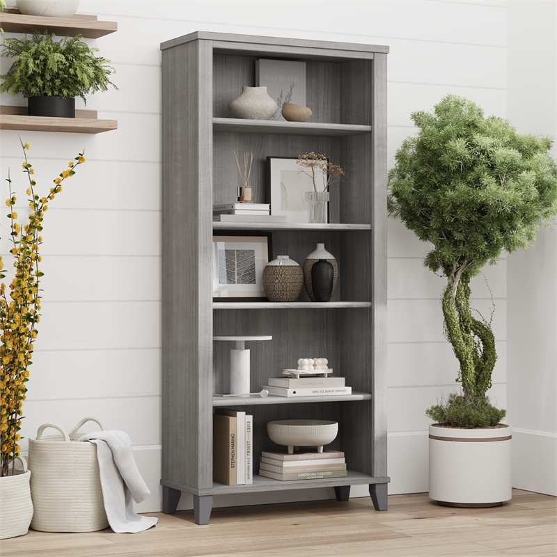 Somerset Tall 5 Shelf Bookcase in Platinum Gray - Engineered Wood