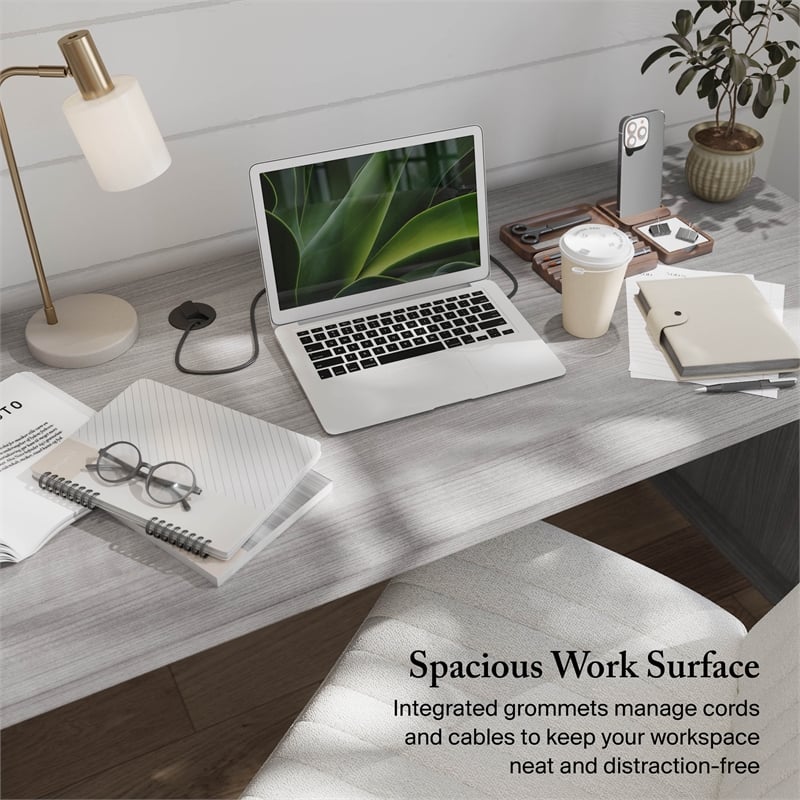 Somerset 72W Office Desk with Drawers in Platinum Gray - Engineered Wood