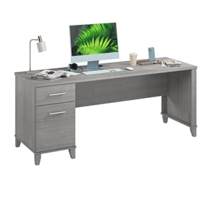 Somerset 72W Office Desk with Drawers in Platinum Gray - Engineered Wood