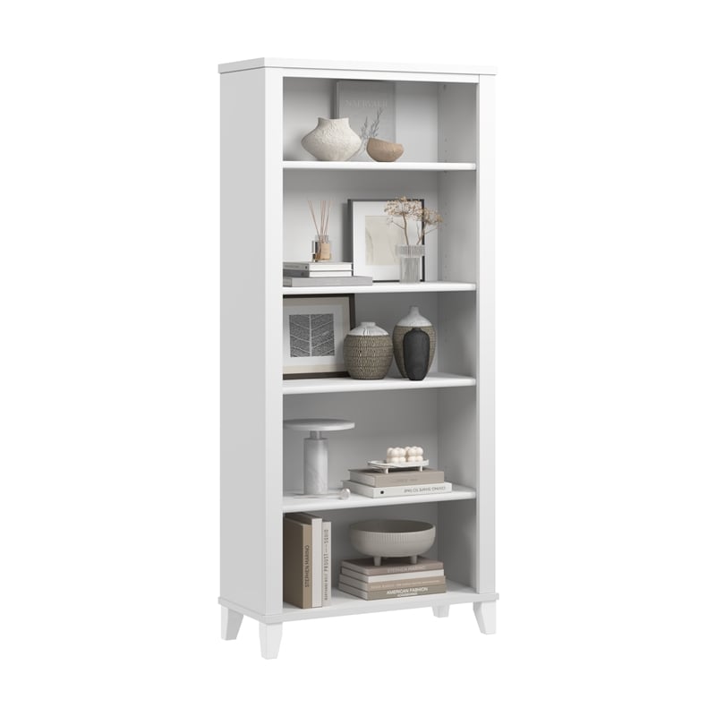 Somerset Tall 5 Shelf Bookcase in White - Engineered Wood