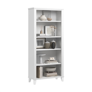 Somerset Tall 5 Shelf Bookcase in White - Engineered Wood
