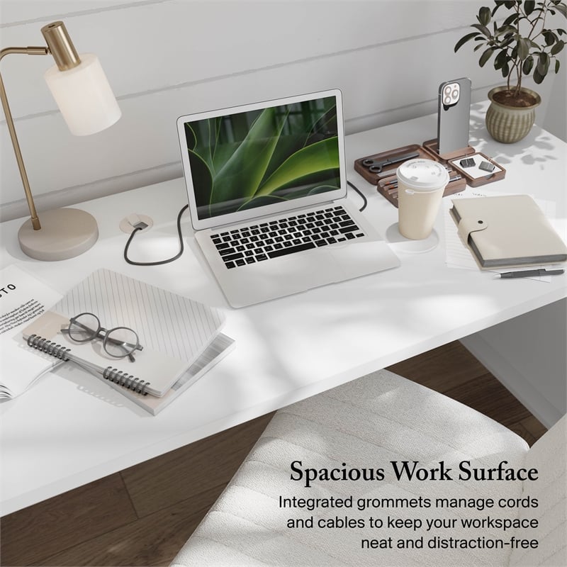 Somerset 72W Office Desk with Drawers in White - Engineered Wood