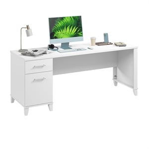Somerset 72W Office Desk with Drawers in White - Engineered Wood