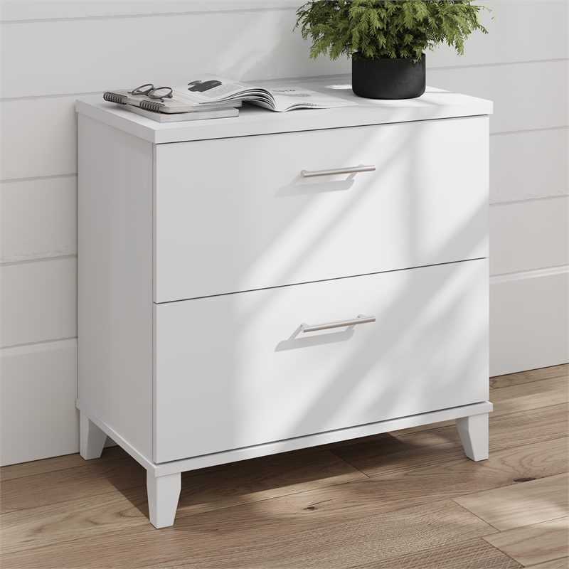Somerset 2 Drawer Lateral File Cabinet in White - Engineered Wood