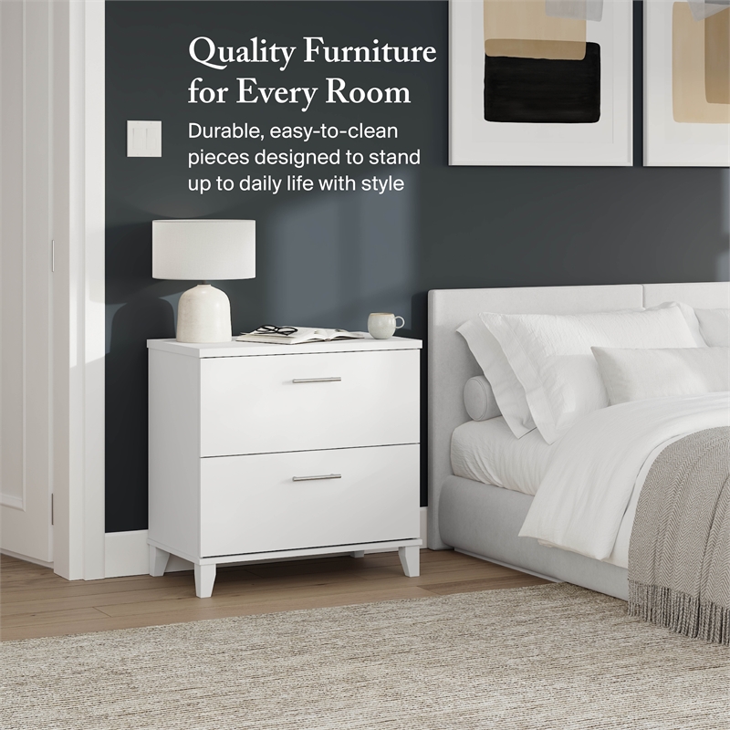 Somerset 2 Drawer Lateral File Cabinet in White - Engineered Wood