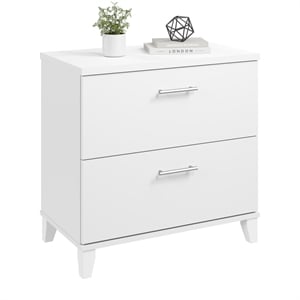 Somerset 2 Drawer Lateral File Cabinet in White - Engineered Wood