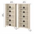 Salinas Tall 5 Shelf Bookcase - Set of 2 in Antique White - Engineered Wood