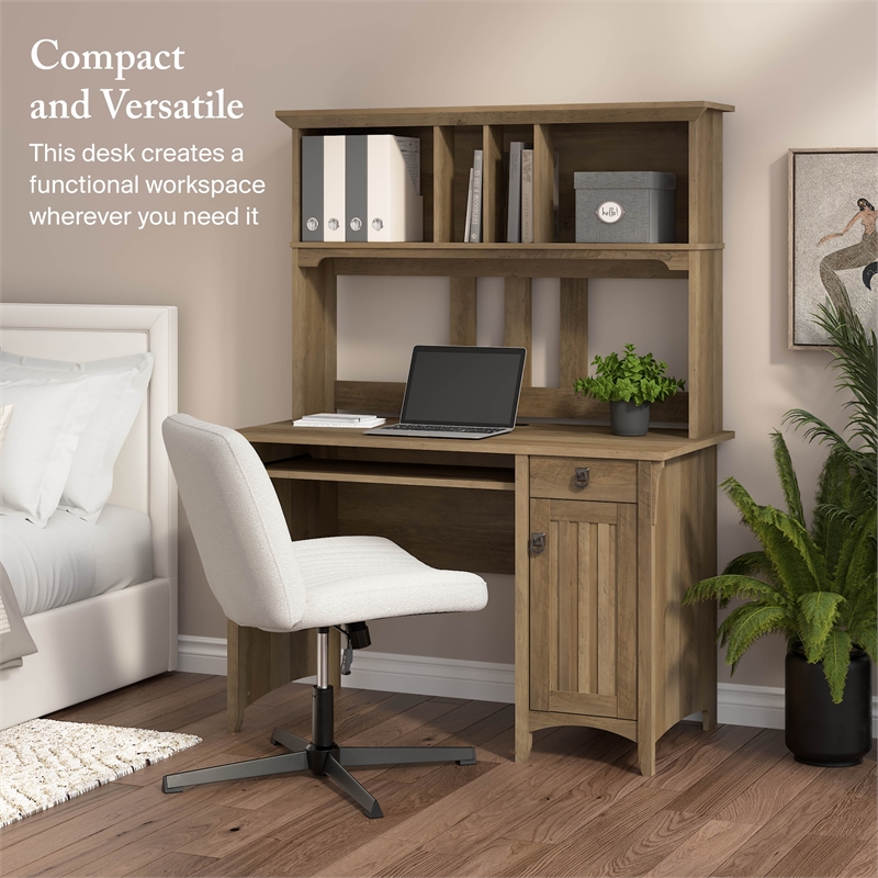 Salinas Small Computer Desk with Hutch in Reclaimed Pine - Engineered Wood