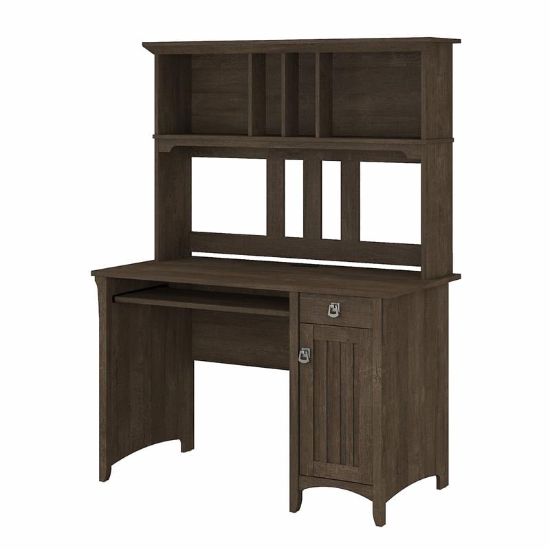 Salinas Small Computer Desk with Hutch in Ash Brown - Engineered Wood