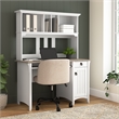 Salinas Small Computer Desk with Hutch in White and Gray - Engineered Wood