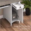 Salinas Small Computer Desk with Hutch in White and Gray - Engineered Wood