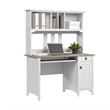 Salinas Small Computer Desk with Hutch in White and Gray - Engineered Wood