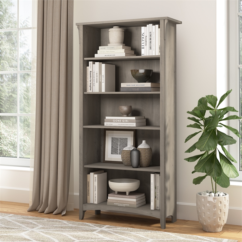 Salinas Tall 5 Shelf Bookcase in Driftwood Gray - Engineered Wood