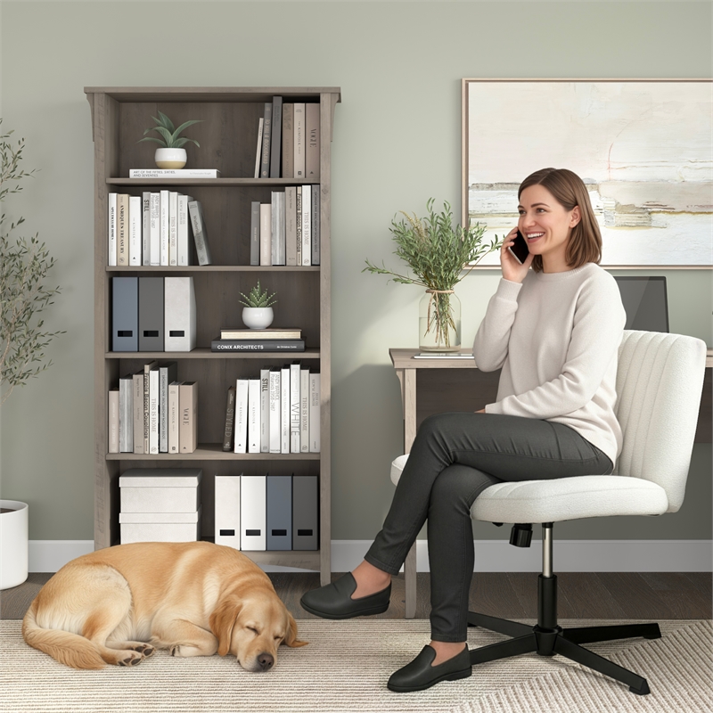 Salinas Tall 5 Shelf Bookcase in Driftwood Gray - Engineered Wood