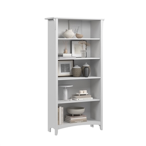 Salinas Tall 5 Shelf Bookcase in Pure White - Engineered Wood