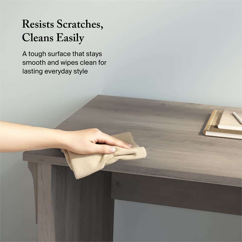Salinas 60W L Shaped Desk with Storage in Driftwood Gray - Engineered Wood