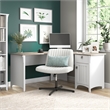 Salinas 60W L Shaped Desk with Storage in White and Gray - Engineered Wood
