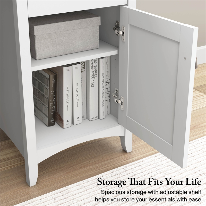 Salinas 60W L Shaped Desk with Storage in White and Gray - Engineered Wood