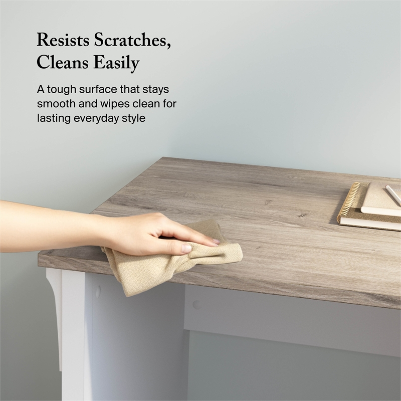 Salinas 60W L Shaped Desk with Storage in White and Gray - Engineered Wood