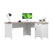 Salinas 60W L Shaped Desk with Storage in White and Gray - Engineered Wood