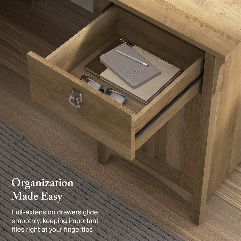 Salinas 60W L Shaped Desk with Storage in Reclaimed Pine - Engineered Wood