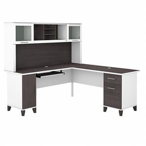 Somerset 72W L Shaped Desk with Hutch - Engineered Wood