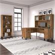 Somerset 60W L Desk with Hutch and Bookcase in Fresh Walnut - Engineered Wood
