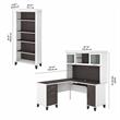 Somerset 60W L Desk with Hutch and Bookcase in White/Gray - Engineered Wood
