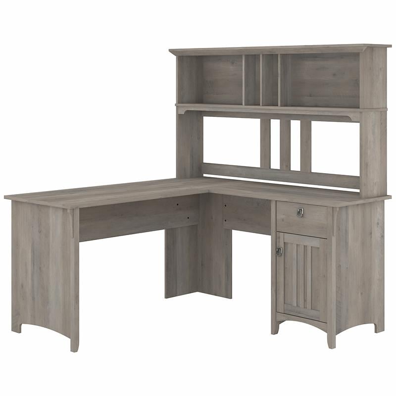 Sauder Harbor View Computer Desk with Hutch in Salt Oak 415109
