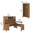 Somerset Sit to Stand L Desk Set with Bookcase in Fresh Walnut - Engineered Wood
