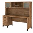 Somerset 72W Office Desk with Drawers and Hutch - Engineered Wood