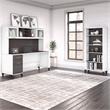 Somerset 72W Desk with Hutch and Bookcase in White/Gray - Engineered Wood