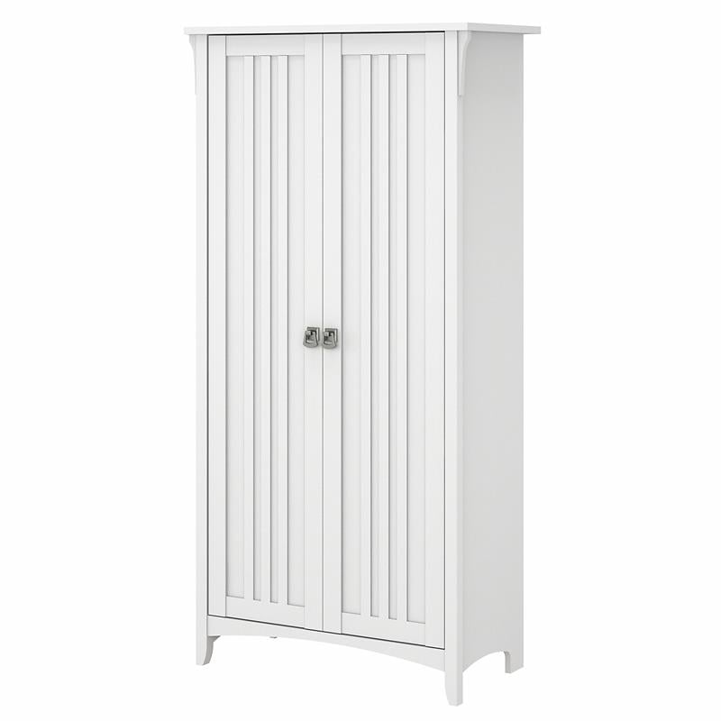 Salinas Bathroom Storage Cabinet with Doors in White/Shiplap - Engineered Wood