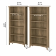 Salinas Tall 5 Shelf Bookcase Set of 2 in Reclaimed Pine - Engineered Wood