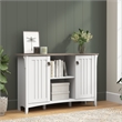 Salinas Accent Storage Cabinet with Doors in White and Gray - Engineered Wood