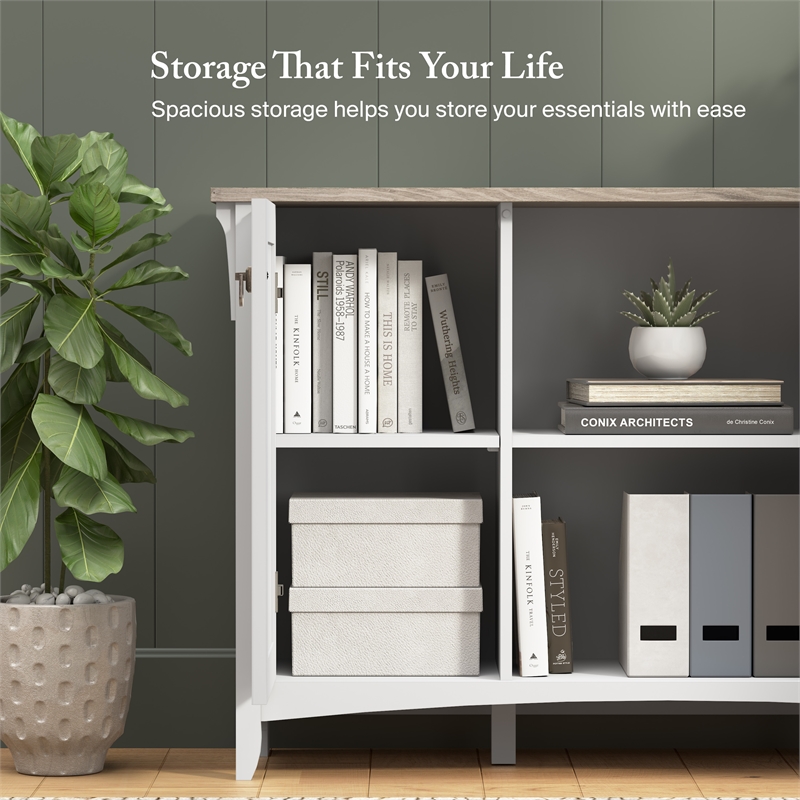 Salinas Accent Storage Cabinet with Doors in White and Gray - Engineered Wood